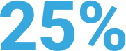 25% Solid blue rectangle with the numbers 2, 5, and 9 faintly visible.