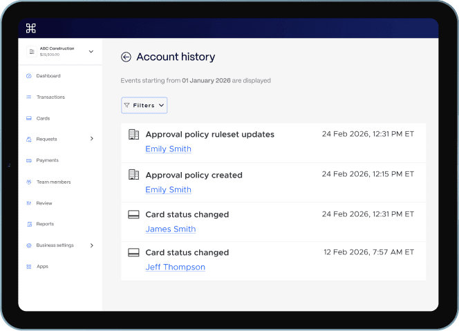 Account history in PEX