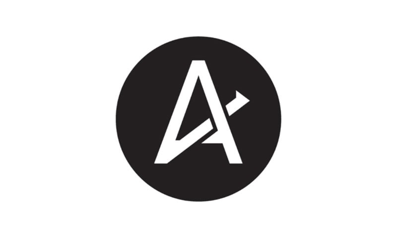 A white stylized letter 