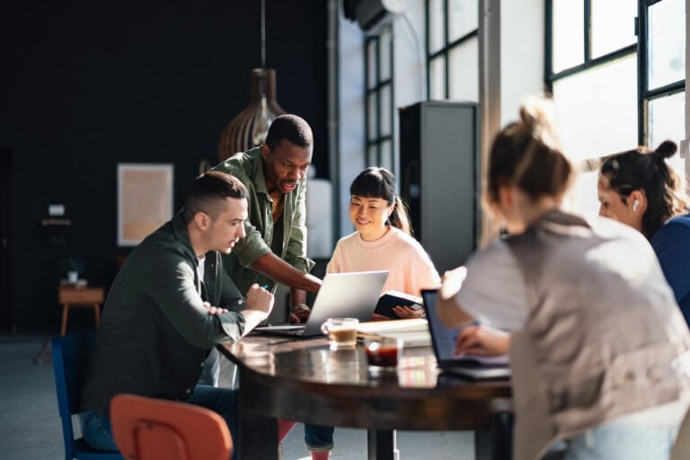 People working together in co working space