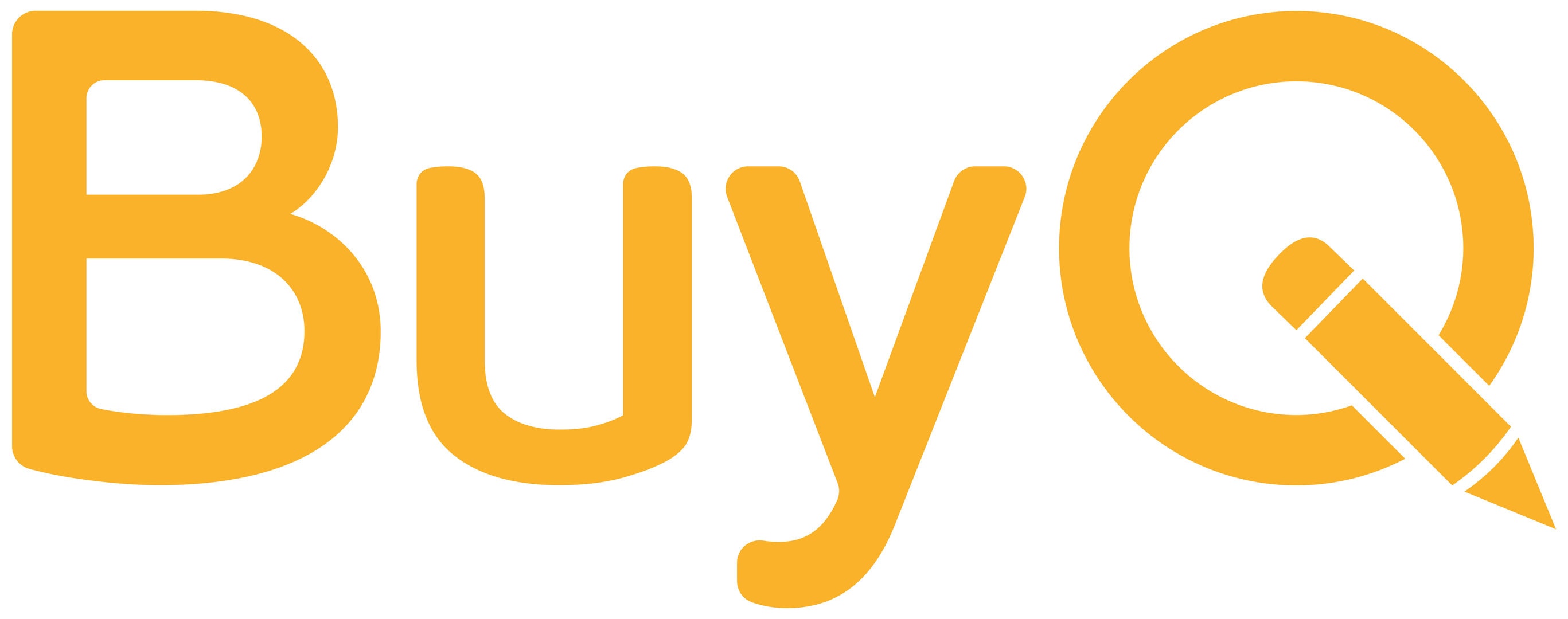 Yellow "BuyQ" logo with a pencil icon integrated into the letter "Q.