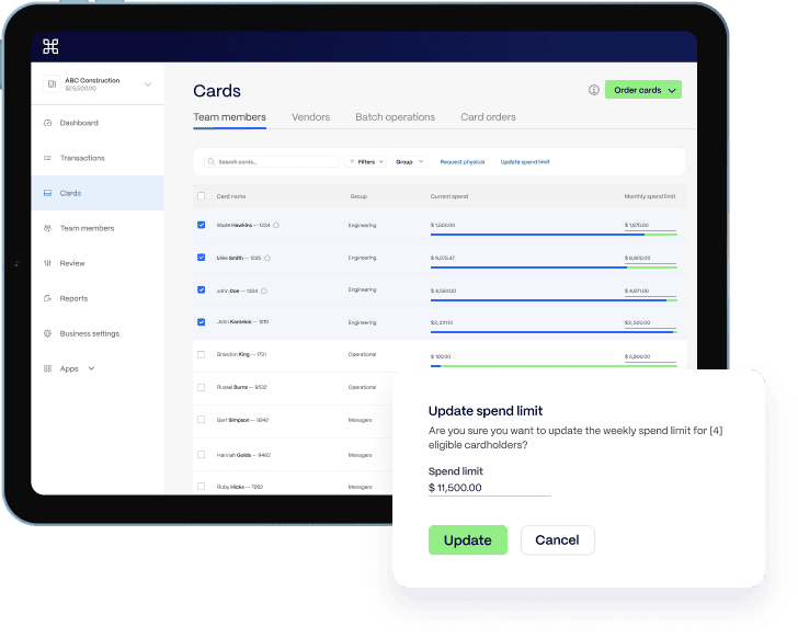 Adjusting credit limits for cardholders on demand