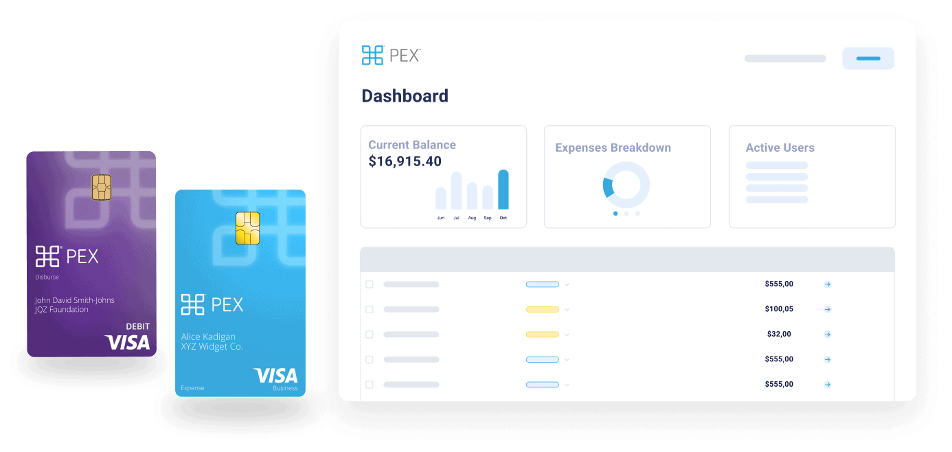 dashboard with PEX cards