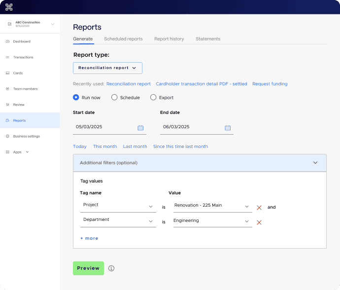 Generating reports and reconciling in a few minutes