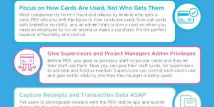Infographic titled "5 Ways Contractors and Construction Companies Can Improve Productivity and Efficiency" with color-coded sections detailing points on spending, monitoring, reporting, and system integration.