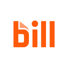 The image shows the word "bill" in bold, orange lowercase letters with a folded top-left corner on the letter "b" against a white background.