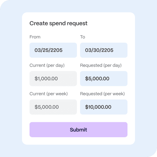 Creating a spend request in PEX