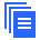 Icon showing three overlapping blue rectangles with horizontal white lines on the front rectangle, resembling document or file pages.