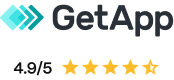 getapp-49_5 GetApp logo with a 4.9 out of 5 stars rating depicted below it.