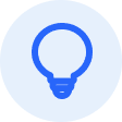 A blue light bulb icon inside a circular border on a white background.
