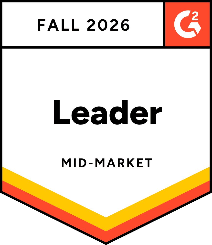 G2 Gatorade Fall 2026 Leader Mid-Market badge with red, yellow, and black design elements.