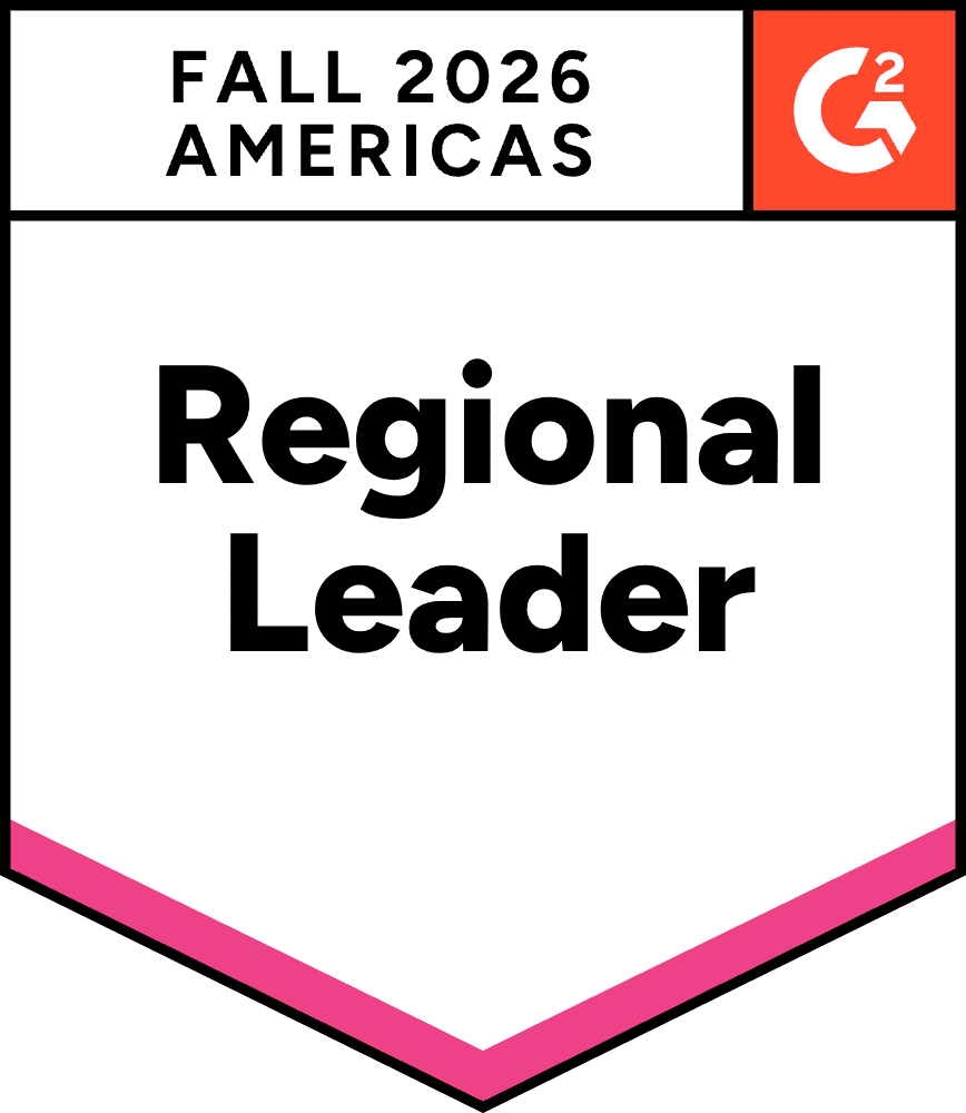 G2 Crowd Fall 2026 Americas Regional Leader badge for G2 Crowd recognition.