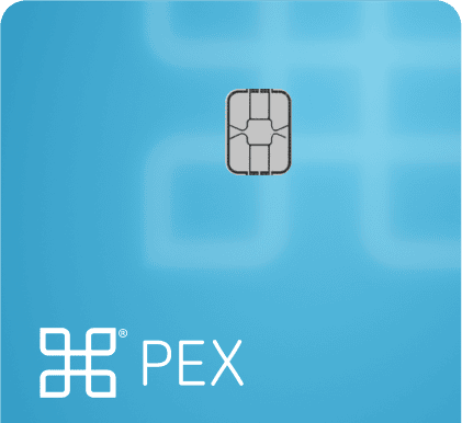 pex-prepaid-card-top-short A blue PEX card with a visible chip and white PEX logo in the lower left corner.